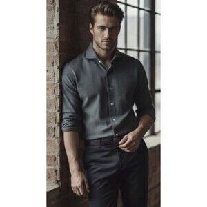 SUITSUPPLY Egypt Cotton Flannel Slim Fit Shirt Italian Fabric Thomas Mason 41/42